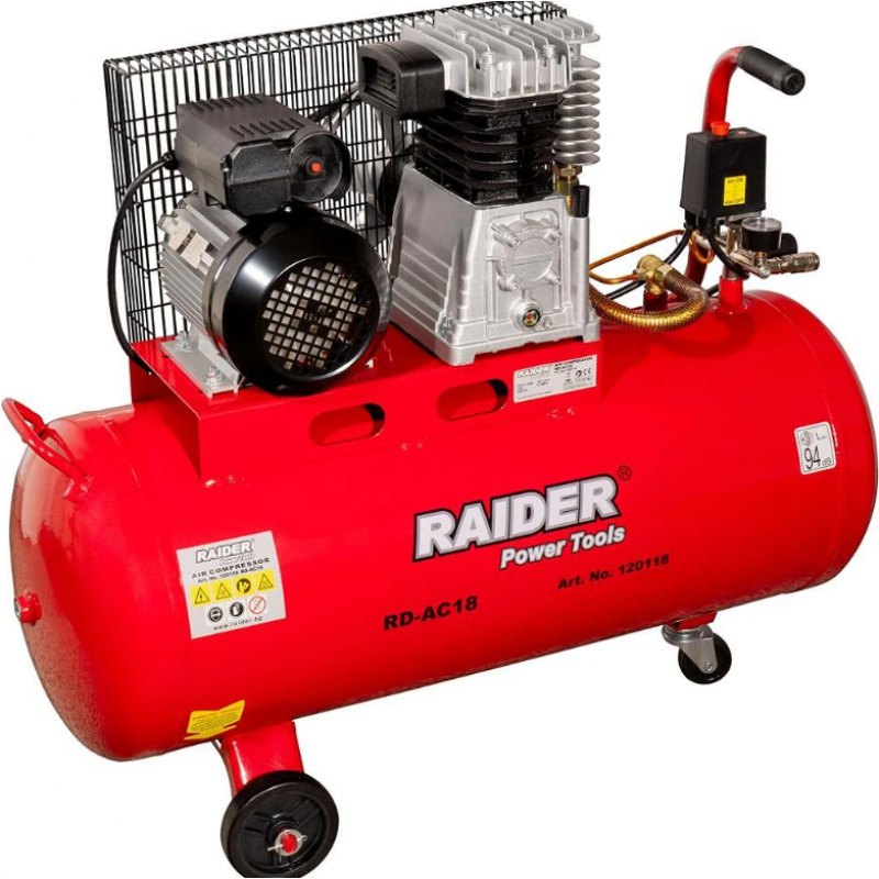 Μονοφασικός Αεροσυμπιεστής Raider RD-AC18, 1.8 kW, 320 λ/λ, 100 L