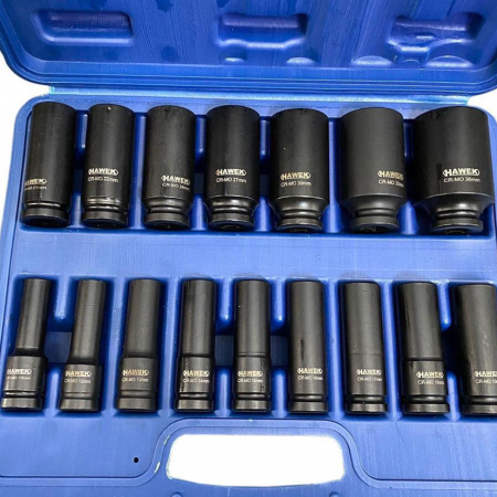Σετ Μακριά Καρυδάκια Κρούσης 16 Τεμ. 1/2" 10–36 mm HAWEK HW-2002 με Βαλίτσα