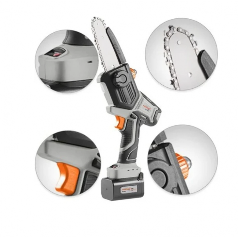 Επαναφορτιζόμενο Μίνι Αλυσοπρίονο NAKAYAMA PRO EC1500, 16.8 V, 2 Ah, Αυτόματη Λίπανση Αλυσίδας, 13 cm, με Μπαταρία και Φορτιστή