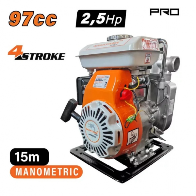 Βενζινοκίνητη Αντλία Νερού NAKAYAMA PRO SP9800 – 1.5", 2.5 HP, 10.200 L/h + Δώρο Λάδι Κινητήρα NAKAYAMA PRO LB1120 SAE 10W-30 (1 L)