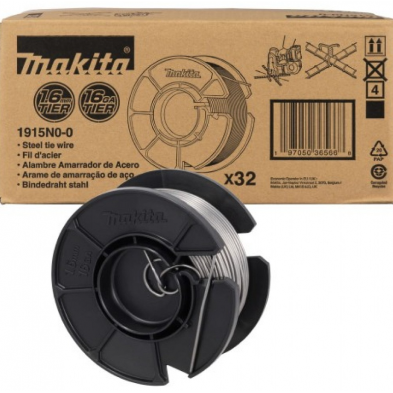 Σύρμα οπλισμού Makita, Ø 1,6 mm, 30 m, 32 τεμ., 1915N0-0
