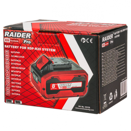 Επαναφορτιζόμενη μπαταρία Raider RDP-R20 System, 20 V, 8 Ah