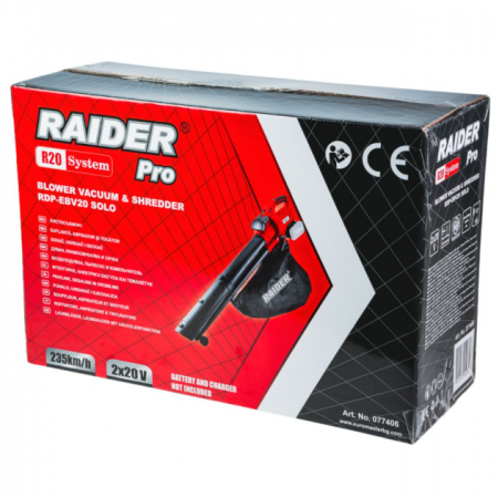 Ασύρματος συλλέκτης φύλλων Raider RDP-EBV20 Solo, R20, 3 σε 1, 40 V, 540 m³/ώρα, χωρίς μπαταρία και φορτιστή