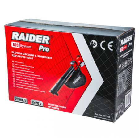 Ασύρματος συλλέκτης φύλλων Raider RDP-EBV20 Solo, R20, 3 σε 1, 40 V, 540 m³/ώρα, χωρίς μπαταρία και φορτιστή