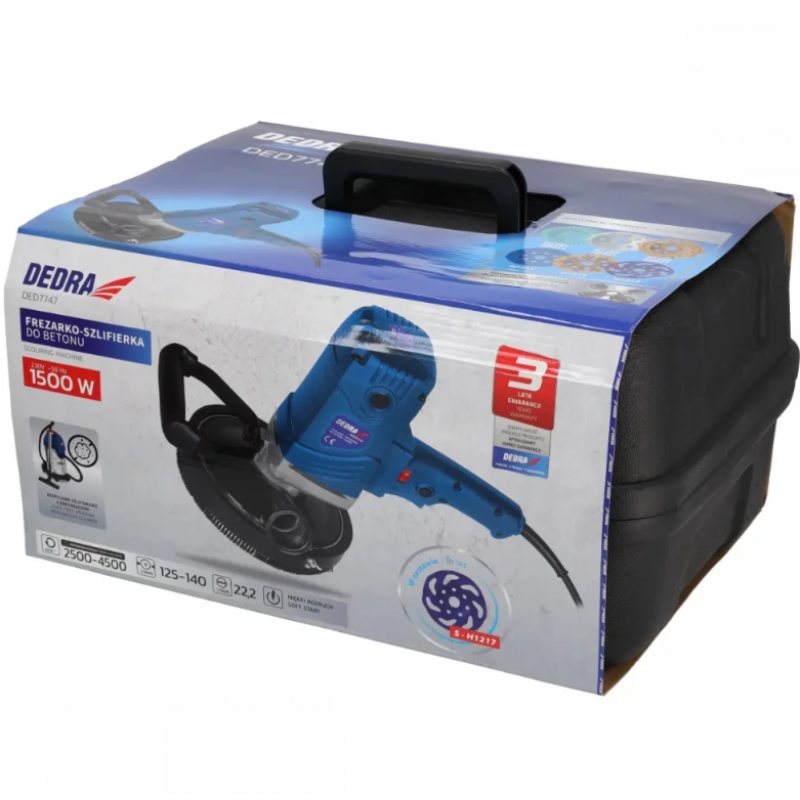 Μηχανή λείανσης σκυροδέματος Dedra DED7747, 1500 W, 125–140 mm