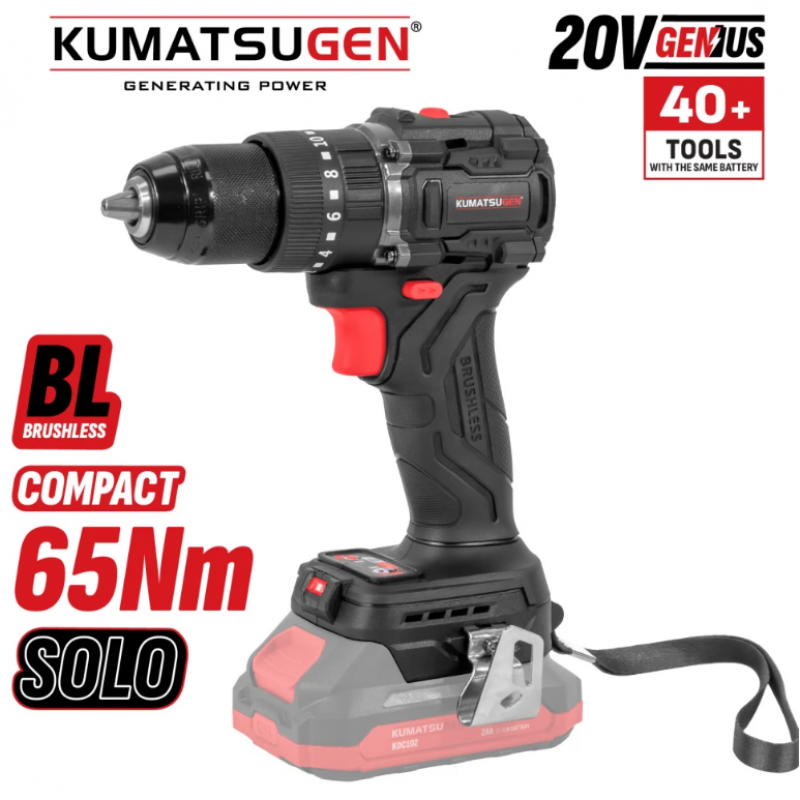 Ασύρματο brushless κρουστικό δραπανοκατσάβιδο KUMATSUGEN KDC115 SOLO, 20 V Li-Ion, 65 Nm, χωρίς μπαταρία και φορτιστή