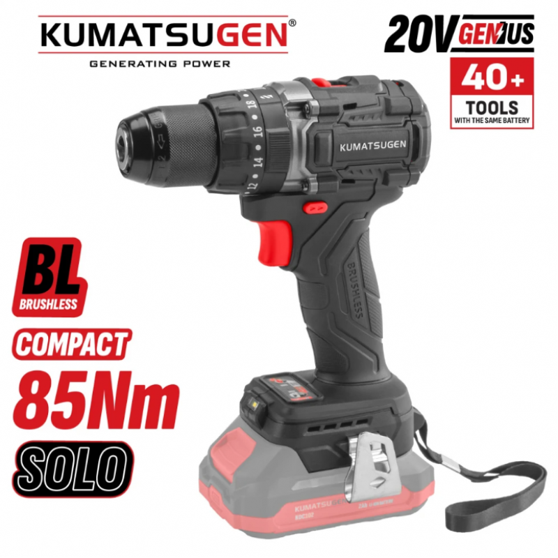 Ασύρματο brushless κρουστικό δραπανοκατσάβιδο KUMATSUGEN KDC120 SOLO, 20 V, 85 Nm, χωρίς μπαταρία και φορτιστή