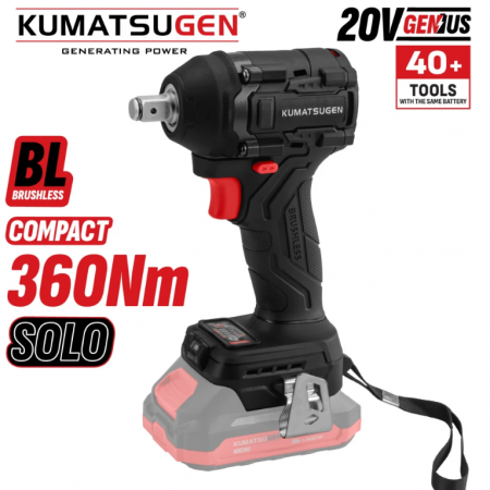 Ασύρματο brushless κρουστικό μπουλονόκλειδο KUMATSUGEN KDC130 SOLO, 20 V, 1/2”, 360 Nm, χωρίς μπαταρία και φορτιστή