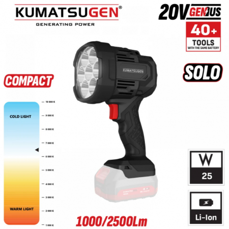 Ασύρματος προβολέας LED KUMATSUGEN KDC142 SOLO, 20 V, 25 W, 2500 lm, χωρίς μπαταρία και φορτιστή