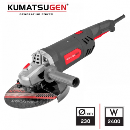 Ηλεκτρικός γωνιακός τροχός KUMATSUGEN KAG240, 2400 W, Ø230 mm, 6500 σ.α.λ., με ομαλή εκκίνηση (Soft Start)