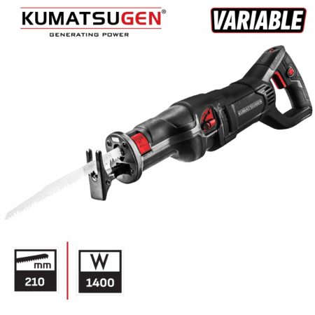 Ηλεκτρική σπαθοσέγα KUMATSUGEN KRS210, 1400 W, 1000-2800 σ.α.λ., βάθος κοπής ξύλου 210 mm