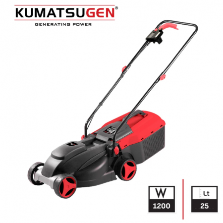 Ηλεκτρικό χλοοκοπτικό KUMATSUGEN KLM232, 1200 W, πλάτος κοπής 32 cm, κάδος 25 L