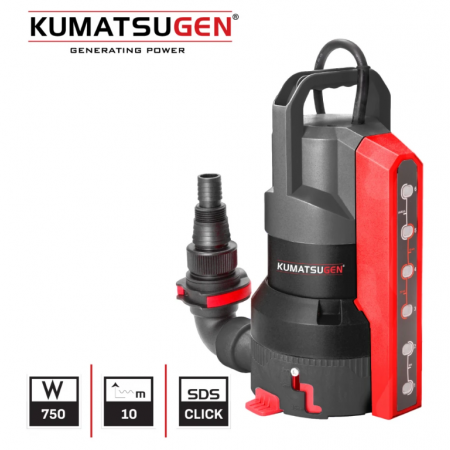 Υποβρύχια αντλία λυμάτων KUMATSUGEN KWP130, 1-1/2'', 750 W, μανομετρικό 10 μ., 19.000 λ/ώρα, με φλοτέρ και χρονοδιακόπτη