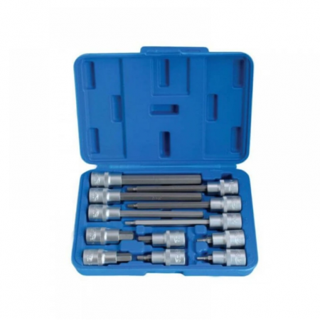 Σετ μακριών εξάγωνων μύτων **Satra S-SH1212L**, με καρέ 1/2'', αποτελούμενο από 12 τεμάχια.