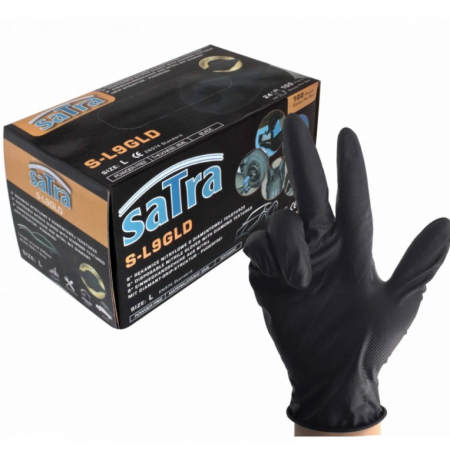 Γάντια νιτριλίου μίας χρήσης SATRA S-L9GLD, 9", 100 τεμάχια