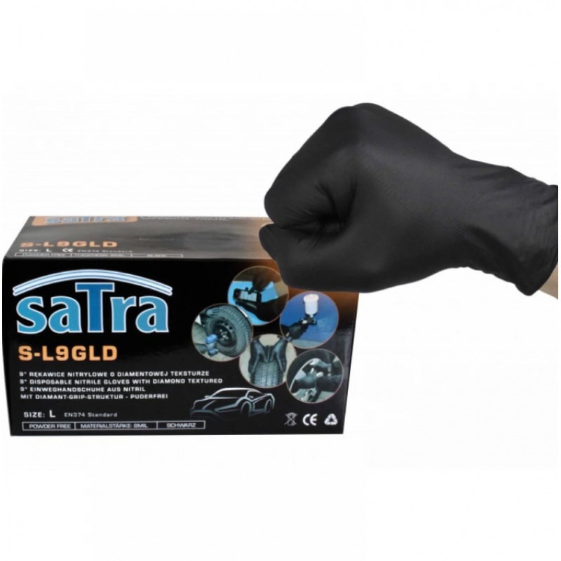 Γάντια νιτριλίου μίας χρήσης SATRA S-L9GLD, 9", 100 τεμάχια
