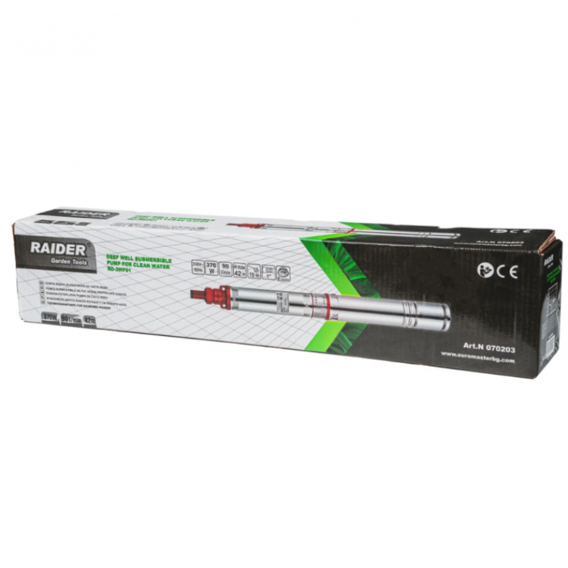 Βαθιά υποβρύχια αντλία νερού Raider RD-3WP91, 370 W, 1", 90 l/min, 42 m (6T)