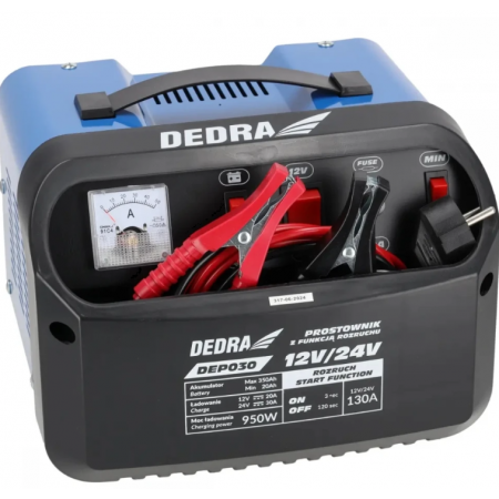 Φορτιστής και Εκκινητής Μπαταριών Dedra DEP030, 12/24 V, 20-350 Ah, Λειτουργία Γρήγορης Φόρτισης (Boost)