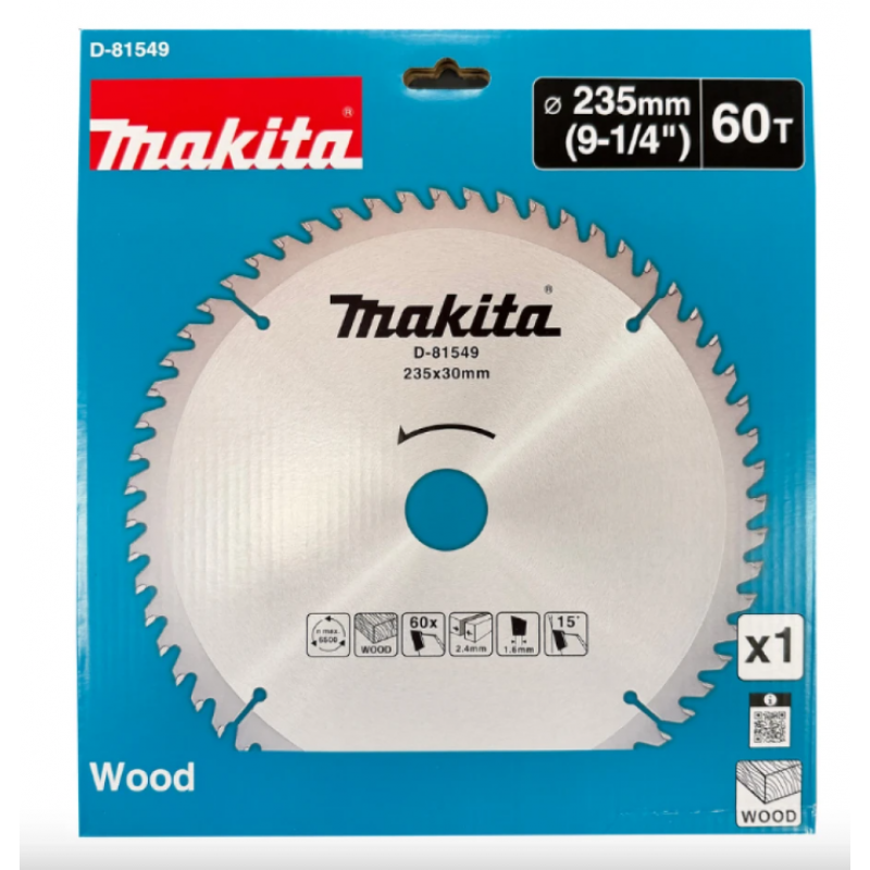 Δίσκος Κοπής Ξύλου Makita D-81549, Ø235 mm, Εσωτερική Οπή 30 mm, 60 Δόντια