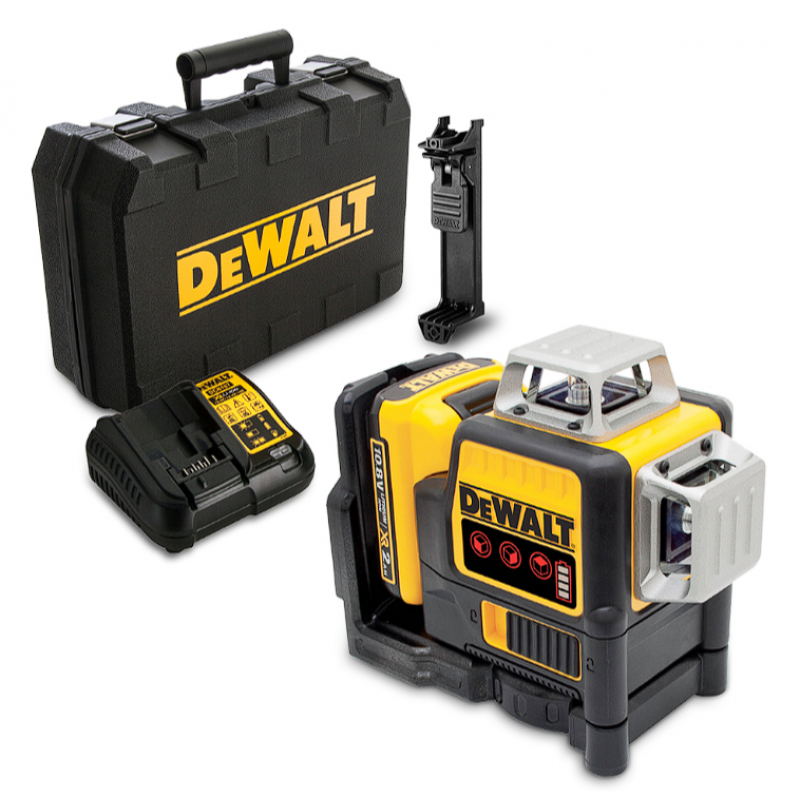 Γραμμικό λέιζερ DeWALT με 3 ακτίνες με 1 μπαταρία και φορτιστή, 10.8 V, 2 Ah, 30 μ, 50 μ, 0.3 χιλ/μ, DCE089D1R