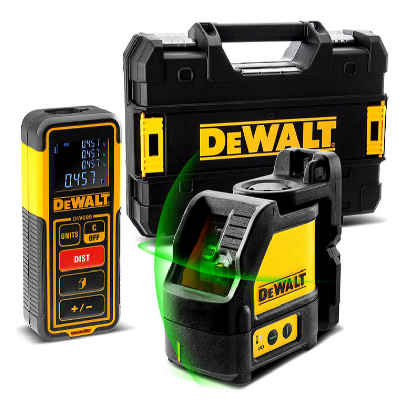 Επίπεδος γραμμικός λέιζερ DeWALT με 2 ακτίνες 20 μ, 0.3 χιλιοστά/μ, DW0889CG