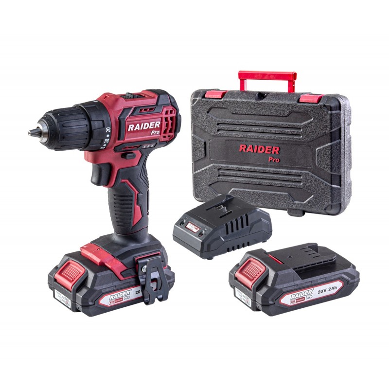 Σετ τρυπάνι μπαταρίας χωρίς ψήκτρες R20 Raider 2 ταχυτ. 10mm 44Nm 20V 2x2Ah σε θήκη RDP-SBCD20 