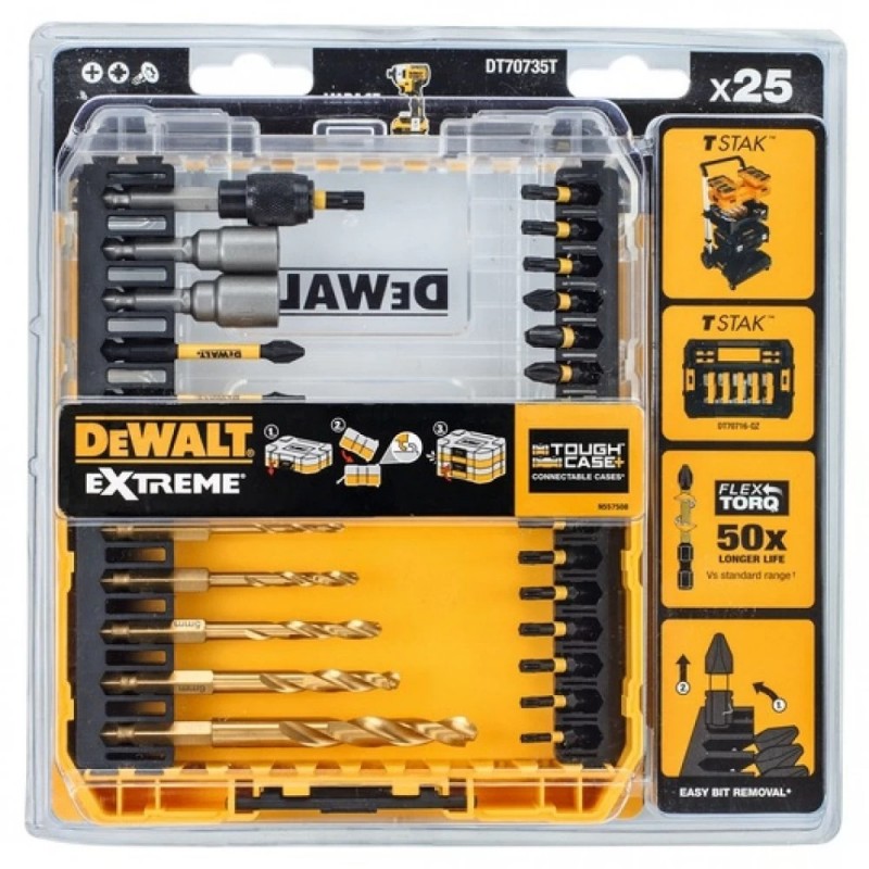 Σετ από εξαρτήματα, μύτες κρούσης DeWalt DT70735T - 25 τεμάχια
