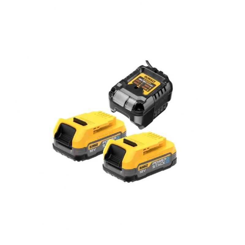 Επαναφορτιζόμενες μπαταρίες DeWALT Li-Ion, DCB1102E2 με φορτιστή 18V, 1,7 Ah, 2 τμχ. 